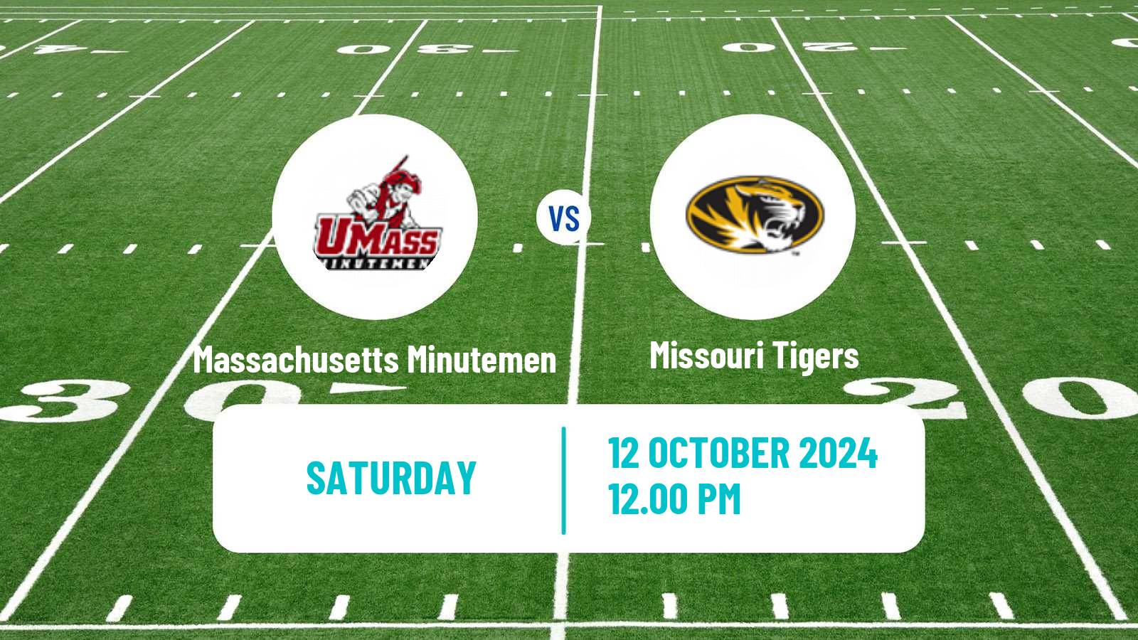 American football NCAA College Football Massachusetts Minutemen - Missouri Tigers