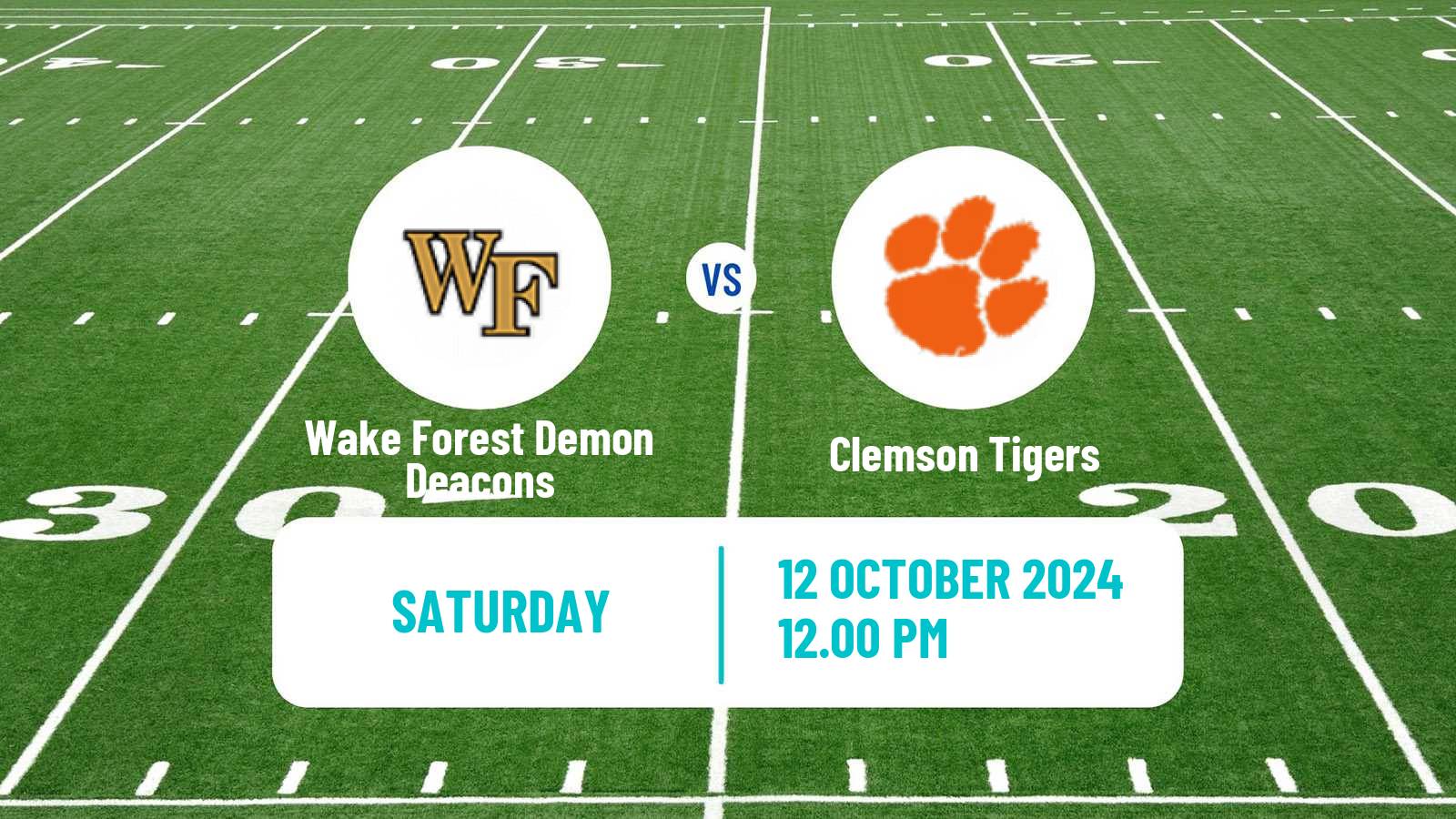 American football NCAA College Football Wake Forest Demon Deacons - Clemson Tigers