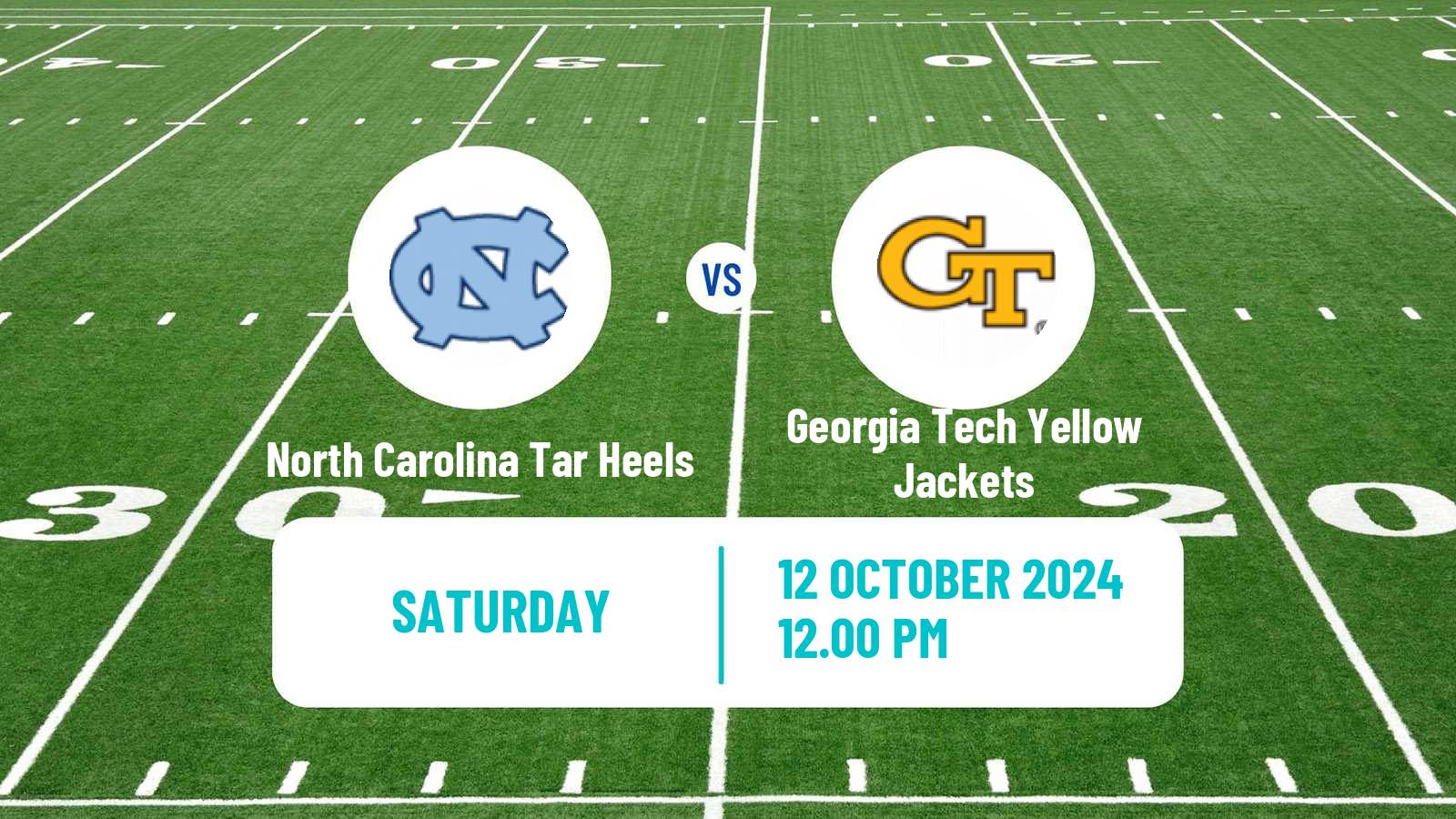 American football NCAA College Football North Carolina Tar Heels - Georgia Tech Yellow Jackets