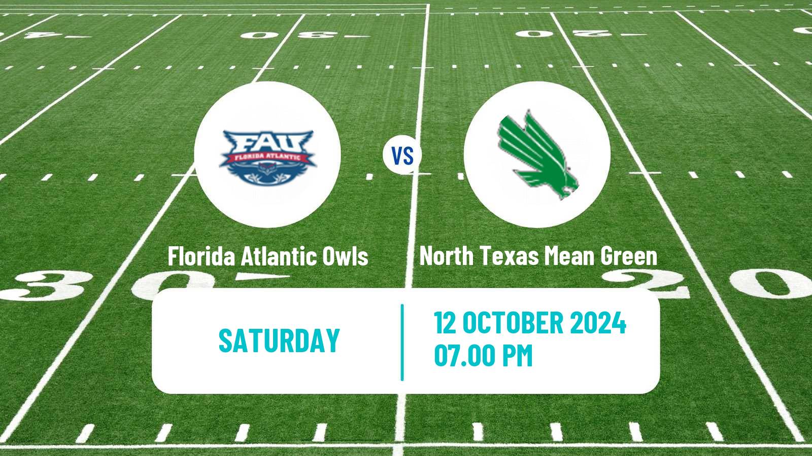 American football NCAA College Football Florida Atlantic Owls - North Texas Mean Green