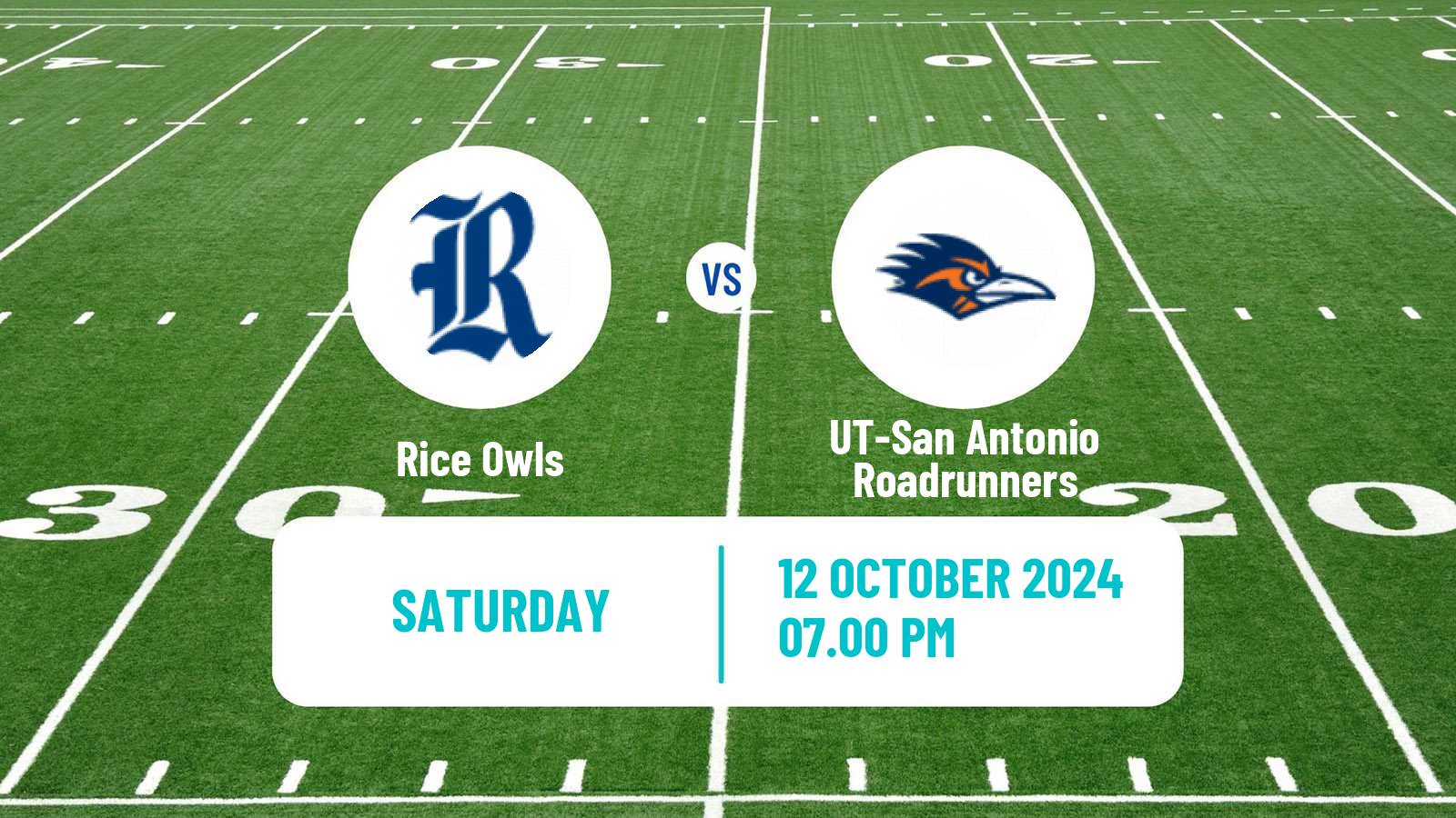 American football NCAA College Football Rice Owls - UT-San Antonio Roadrunners