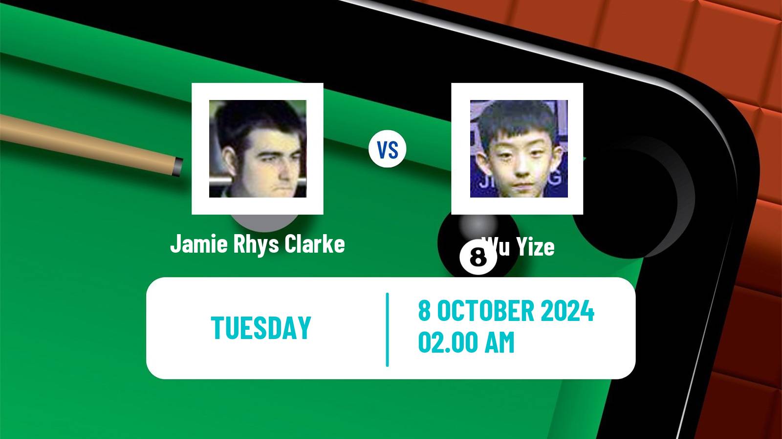 Snooker Wuhan Open Jamie Rhys Clarke - Wu Yize