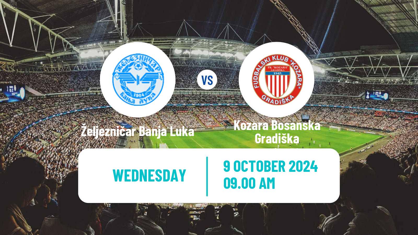 Soccer Bosnian Prva Liga RS Željezničar Banja Luka - Kozara Bosanska Gradiška