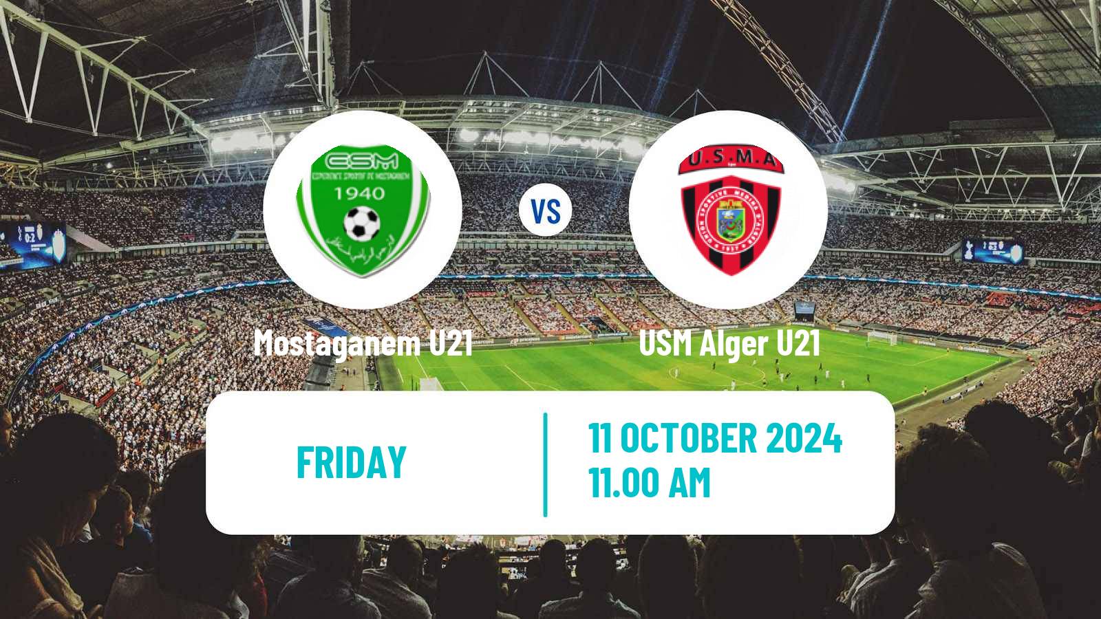 Soccer Algerian Ligue U21 Mostaganem U21 - USM Alger U21