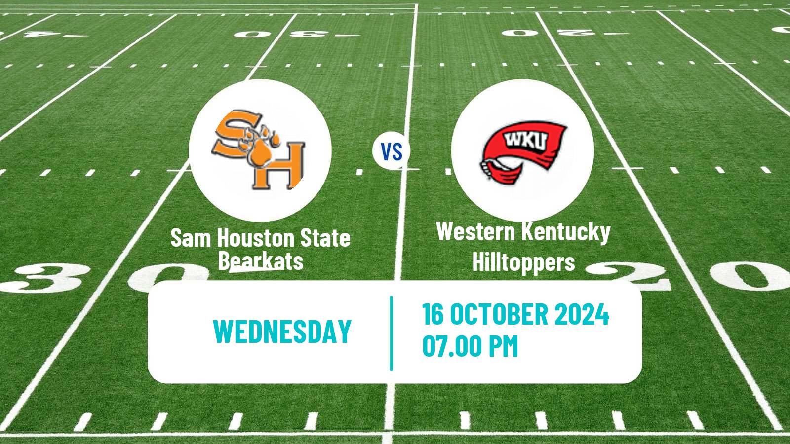 American football NCAA College Football Sam Houston State Bearkats - Western Kentucky Hilltoppers