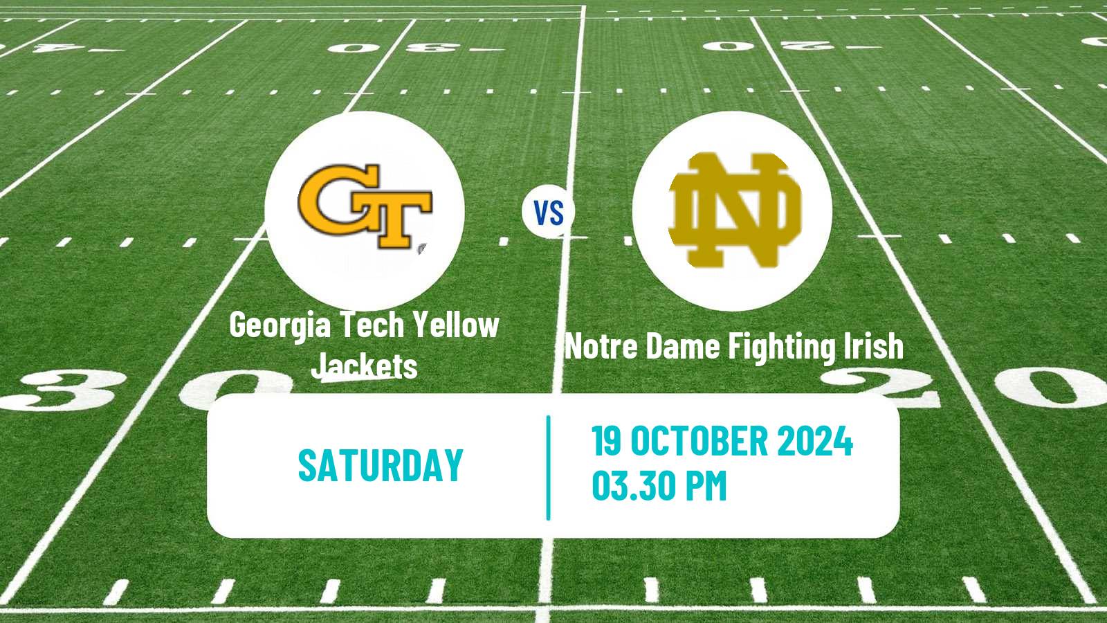 American football NCAA College Football Georgia Tech Yellow Jackets - Notre Dame Fighting Irish