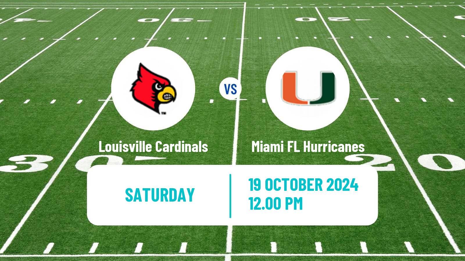 American football NCAA College Football Louisville Cardinals - Miami FL Hurricanes