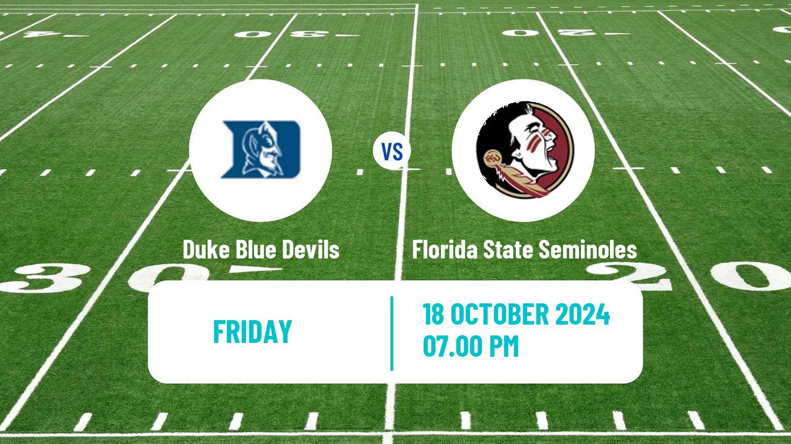 American football NCAA College Football Duke Blue Devils - Florida State Seminoles