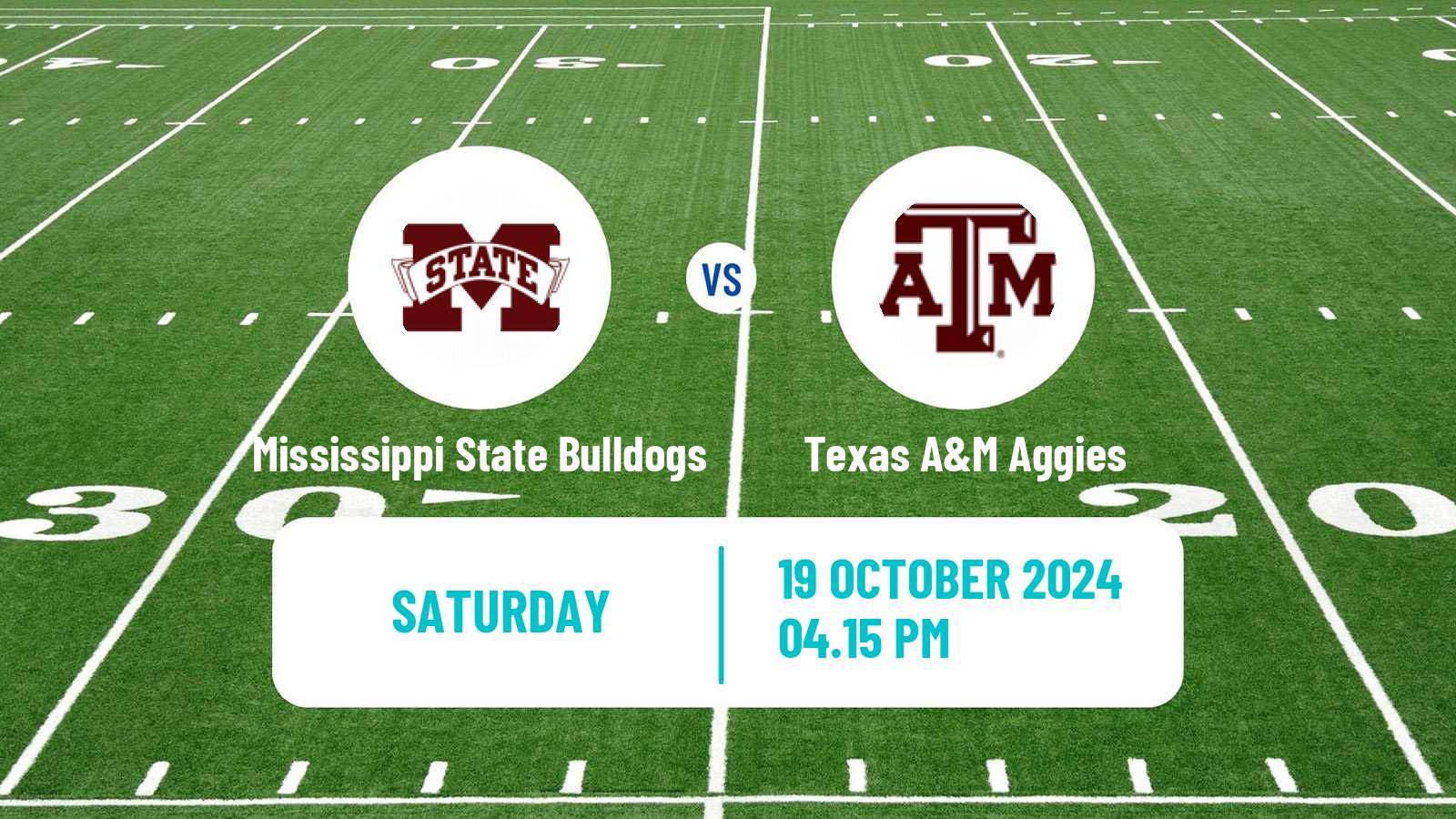 American football NCAA College Football Mississippi State Bulldogs - Texas A&M Aggies