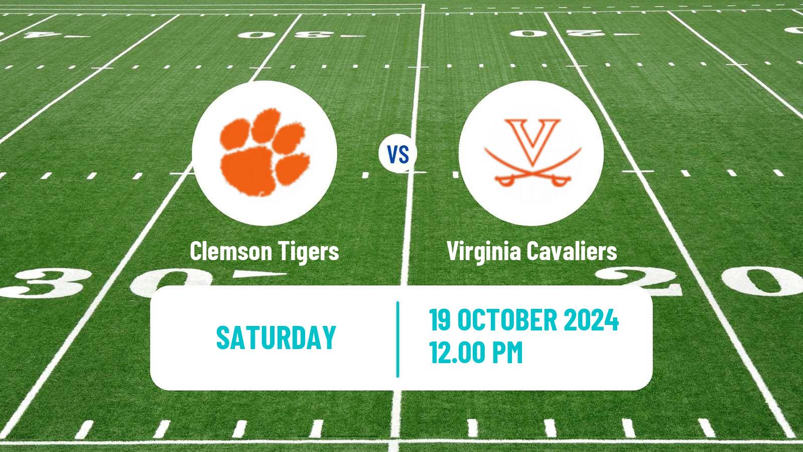 American football NCAA College Football Clemson Tigers - Virginia Cavaliers