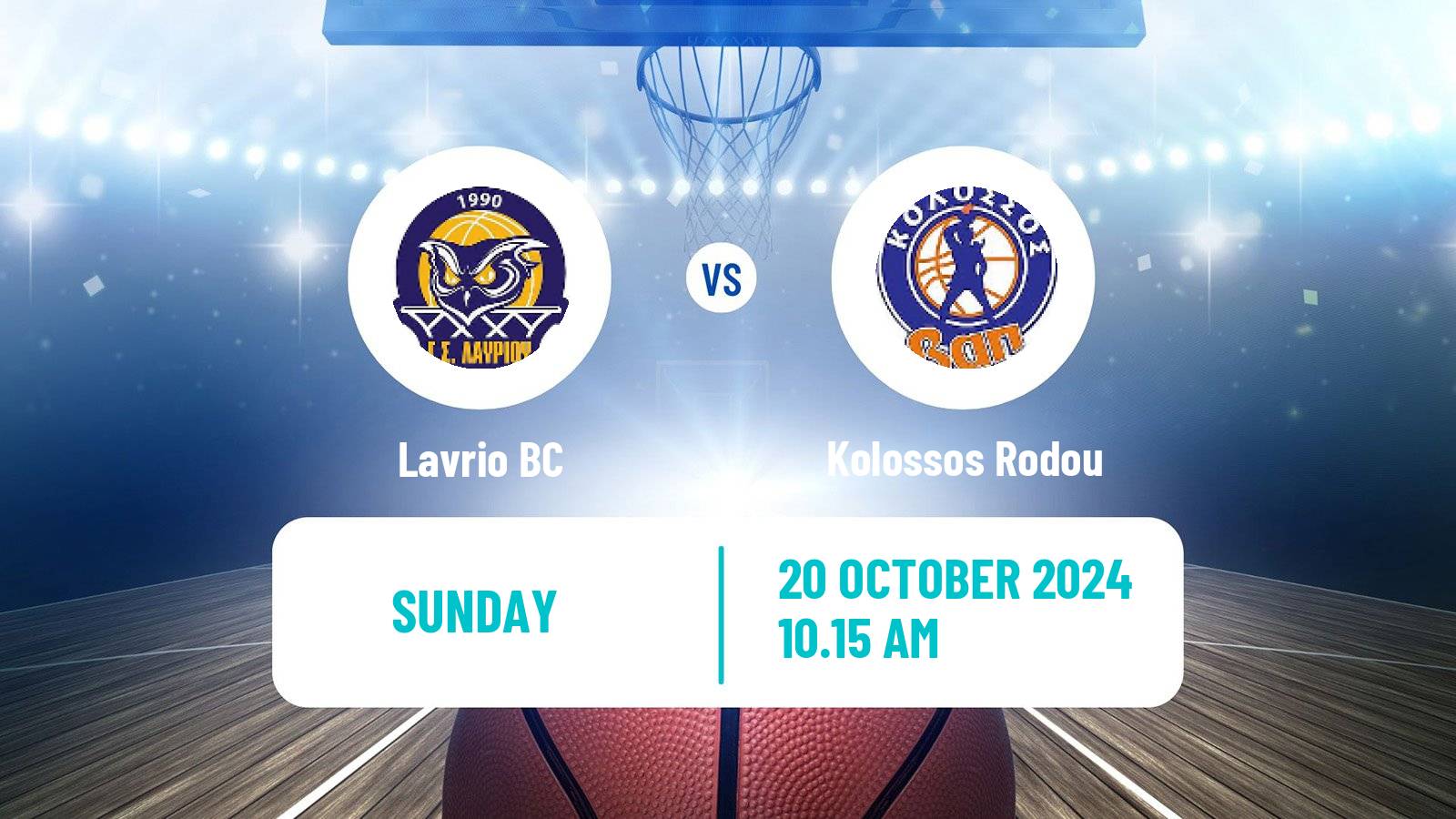 Basketball Greek Basket League A1 Lavrio - Kolossos Rodou