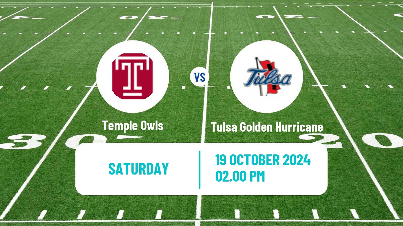 American football NCAA College Football Temple Owls - Tulsa Golden Hurricane