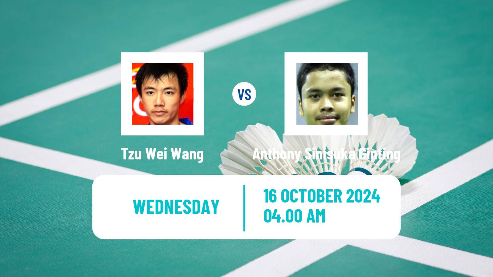 Badminton BWF World Tour Denmark Open Men Tzu Wei Wang - Anthony Sinisuka Ginting