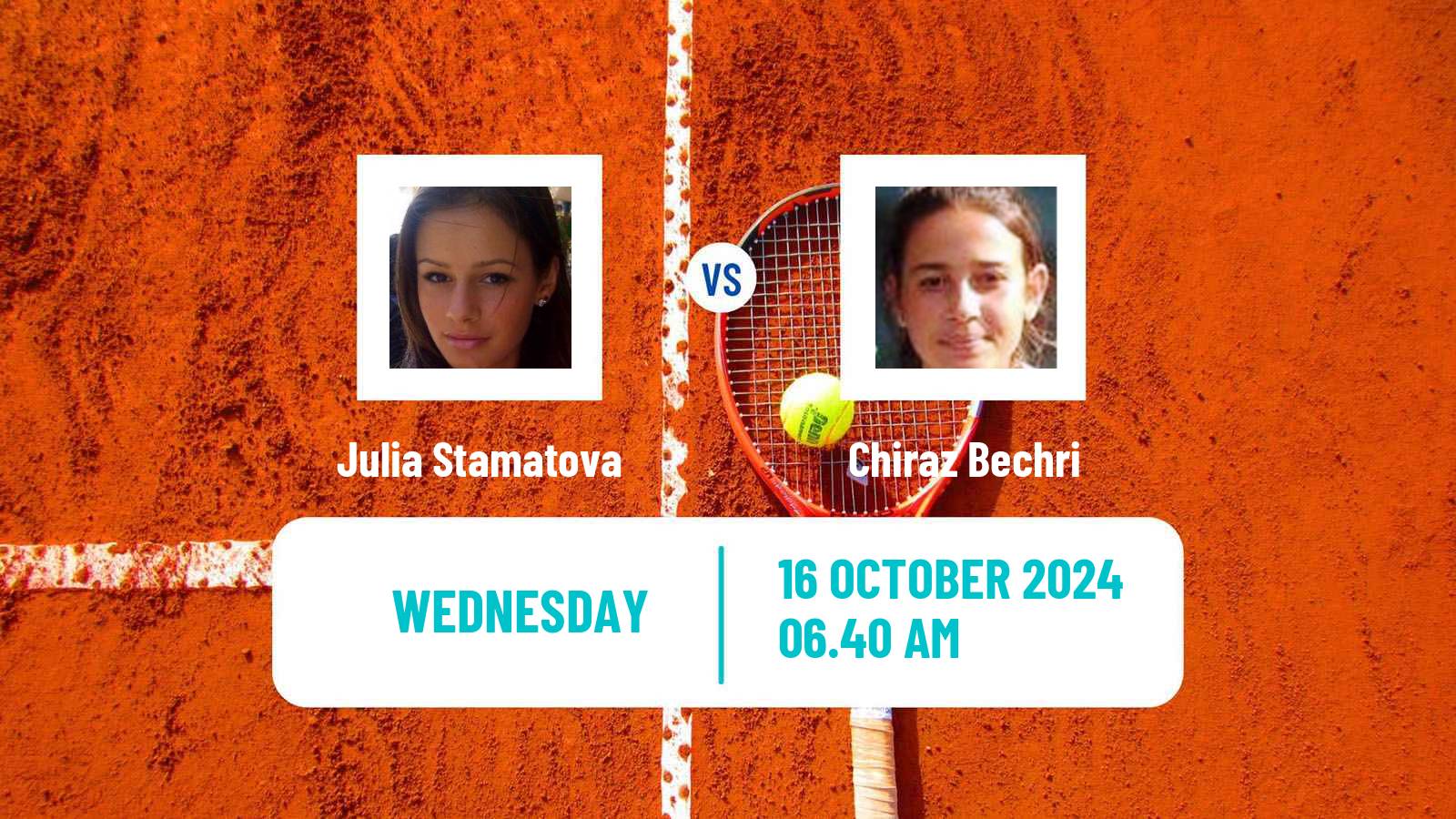 Tennis ITF W15 Monastir 40 Women Julia Stamatova - Chiraz Bechri