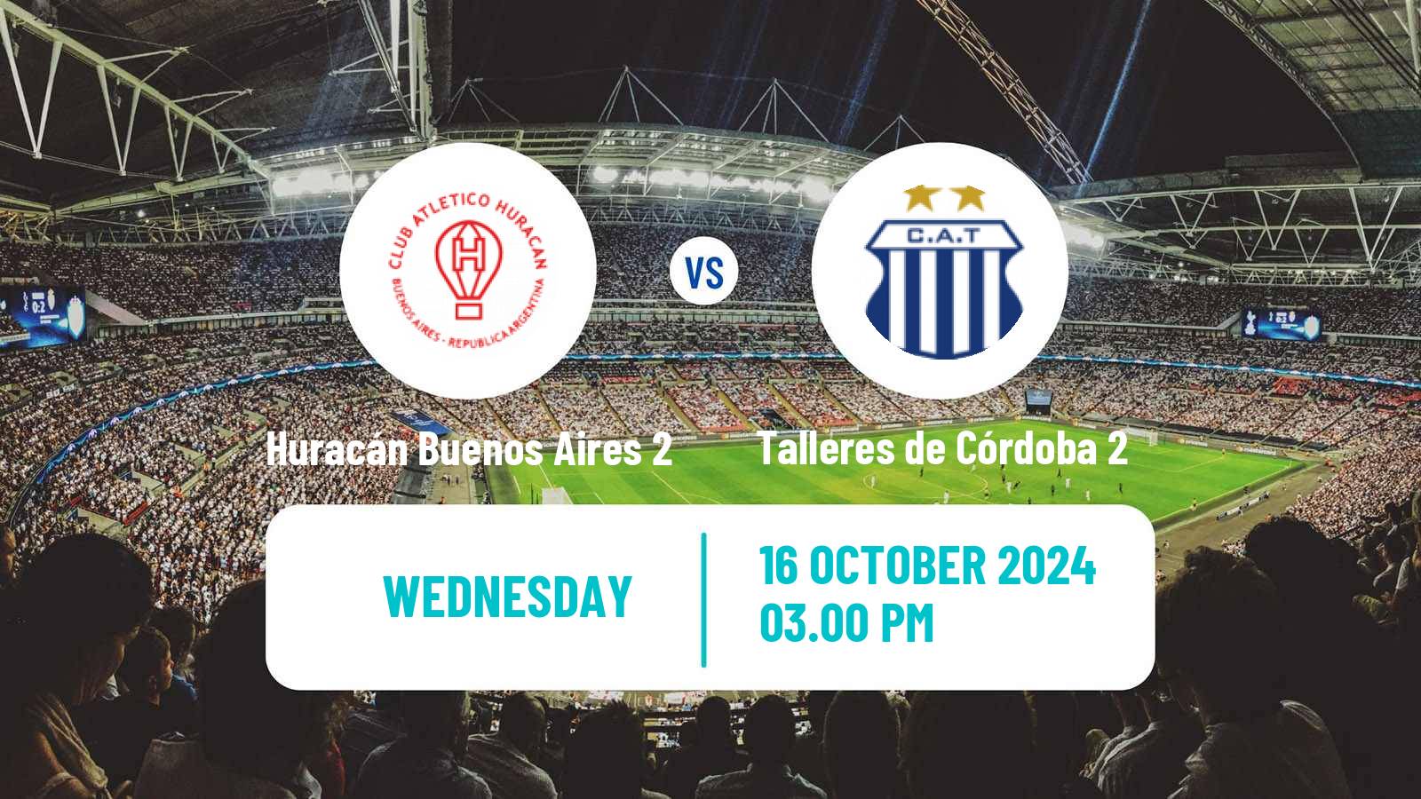 Soccer Argentinian Reserve League Huracán Buenos Aires 2 - Talleres de Córdoba 2