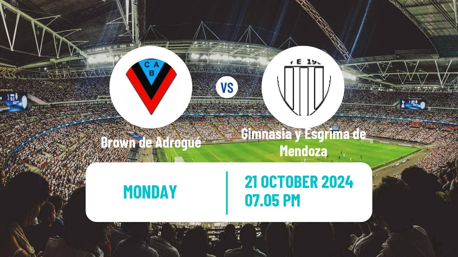 Soccer Argentinian Primera Nacional Brown de Adrogué - Gimnasia y Esgrima de Mendoza