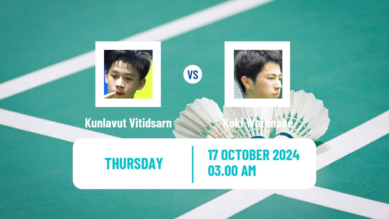 Badminton BWF World Tour Denmark Open Men Kunlavut Vitidsarn - Koki Watanabe