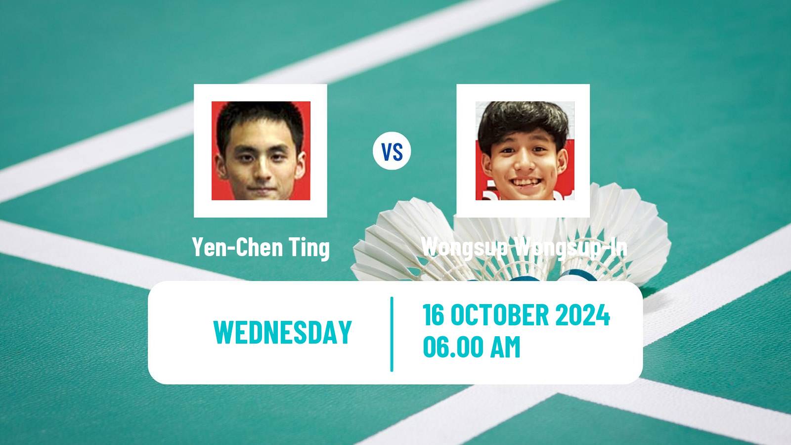 Badminton BWF World Tour Kl Masters Malaysia Super 100 Men Yen-Chen Ting - Wongsup Wongsup-In