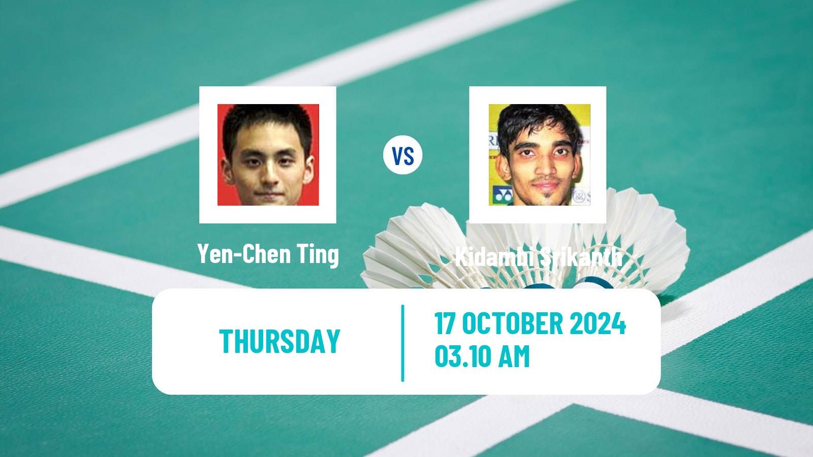 Badminton BWF World Tour Kl Masters Malaysia Super 100 Men Yen-Chen Ting - Kidambi Srikanth