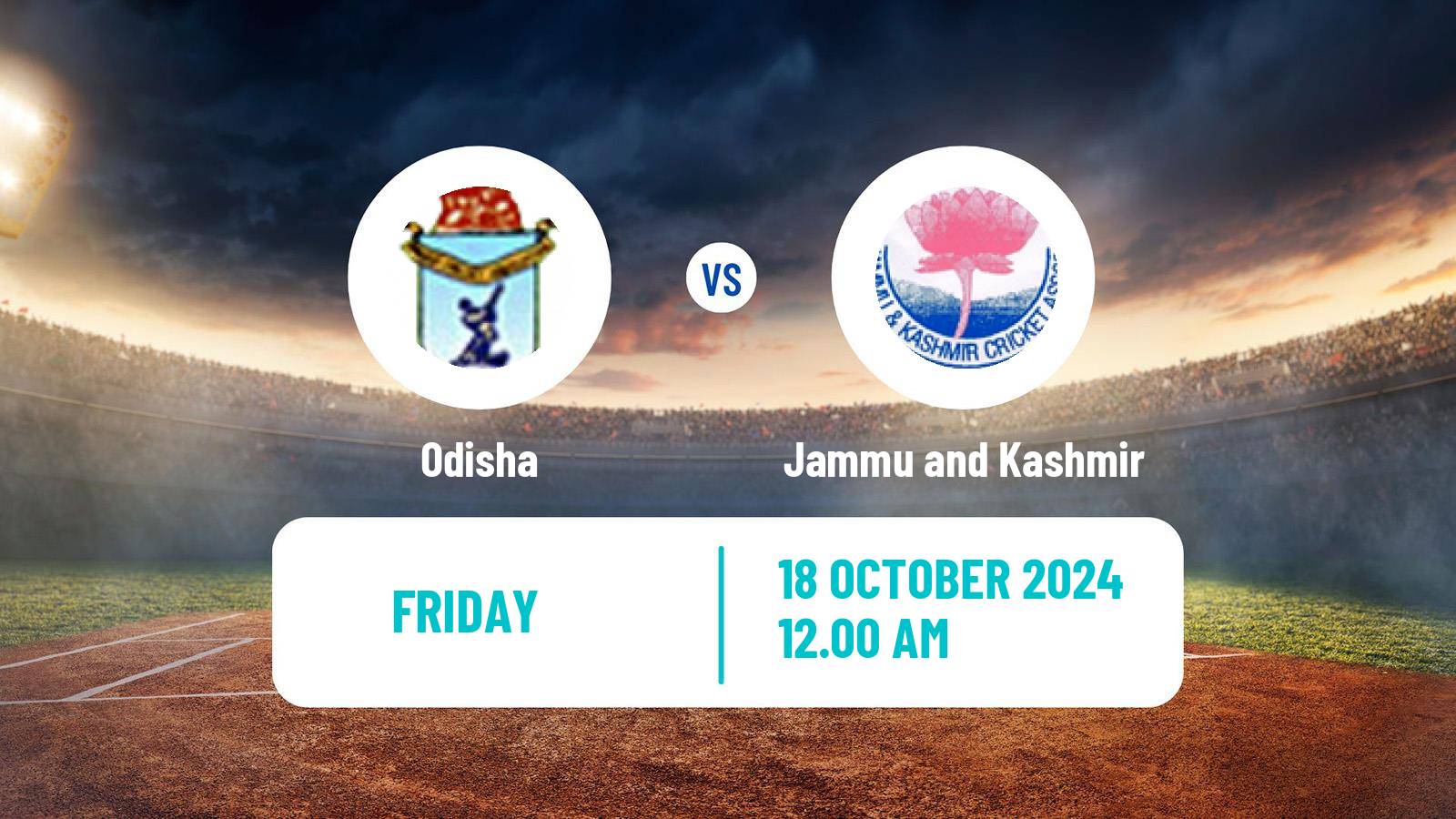 Cricket Ranji Trophy Odisha - Jammu and Kashmir