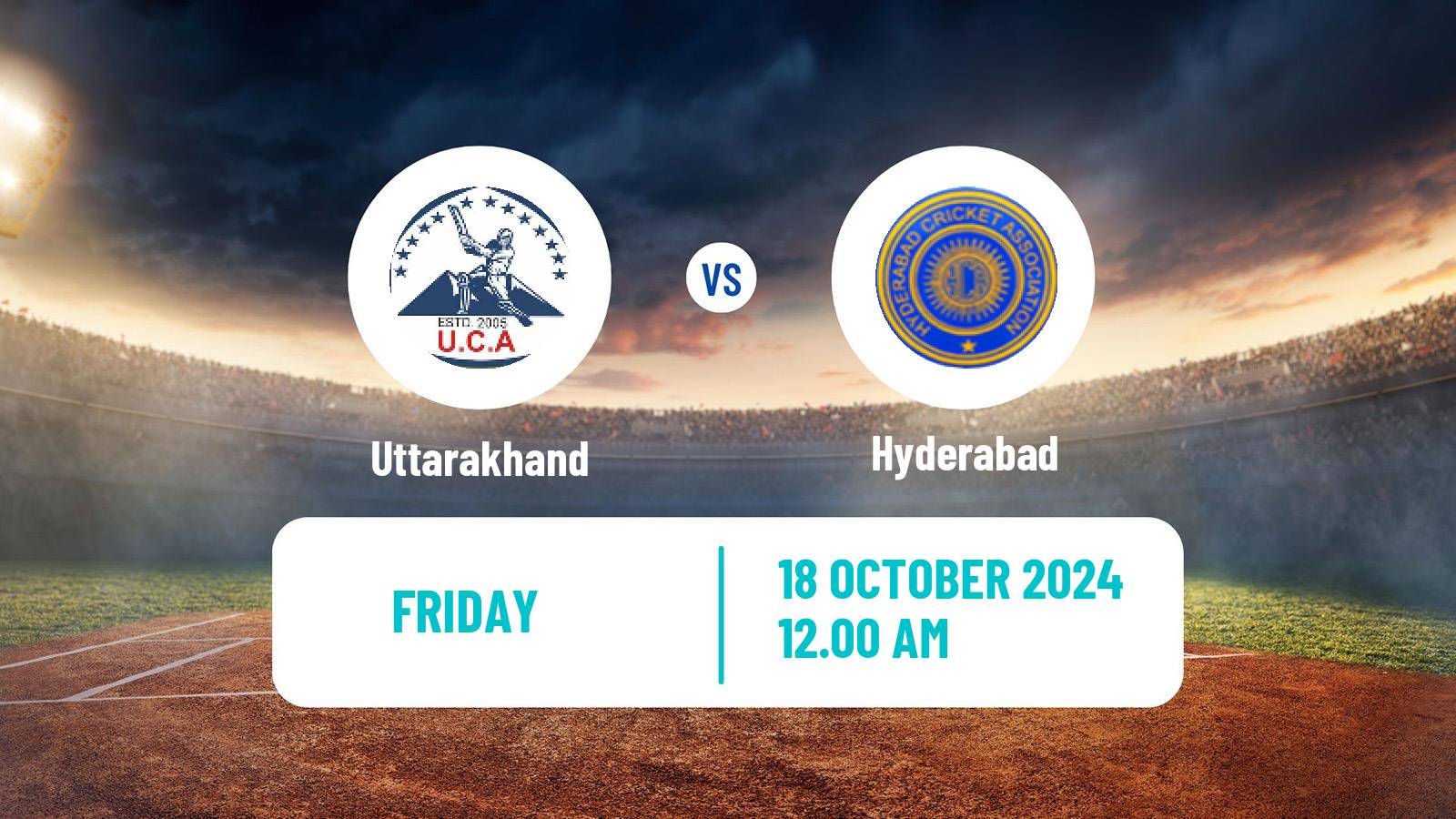 Cricket Ranji Trophy Uttarakhand - Hyderabad