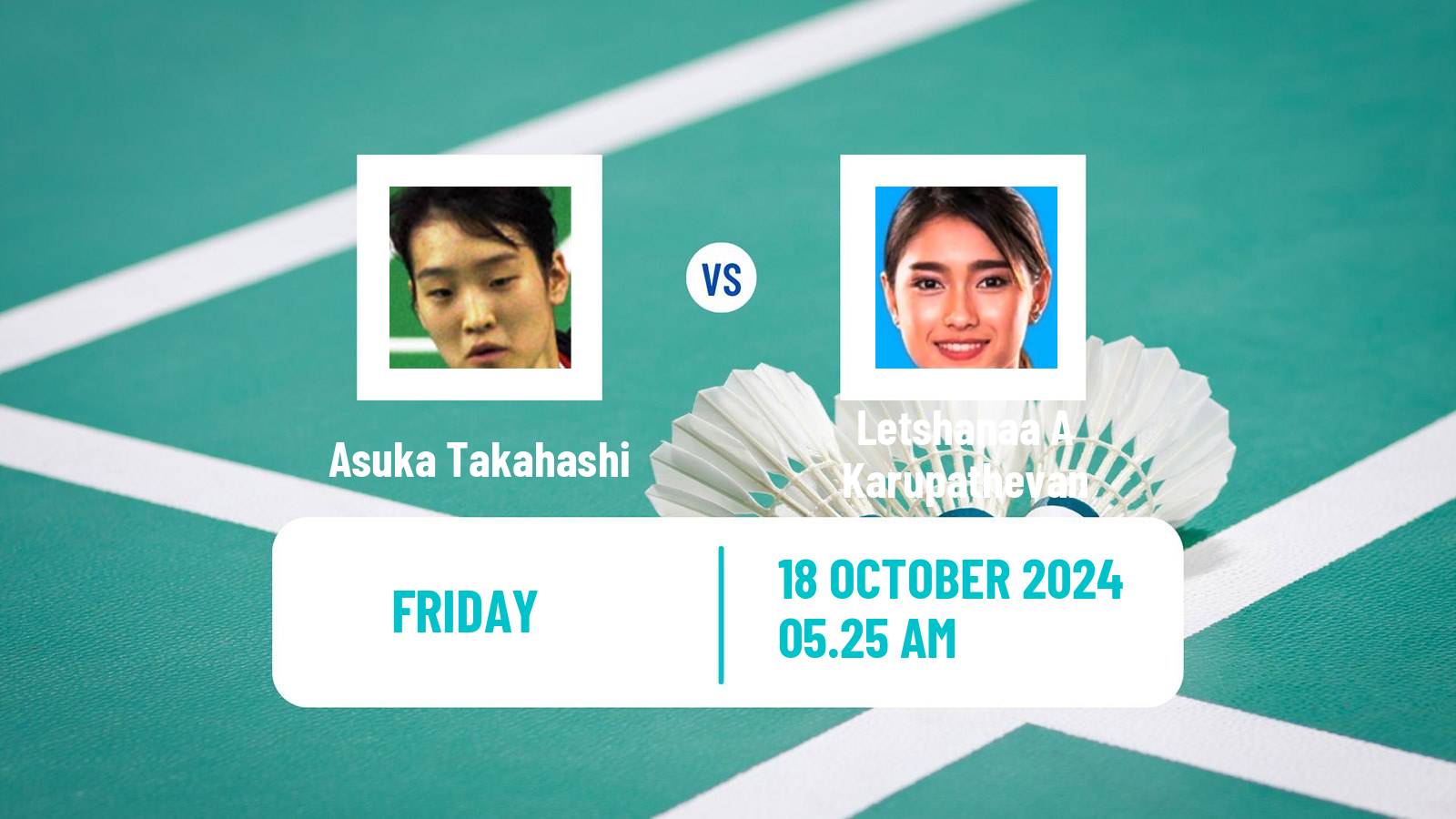 Badminton BWF World Tour Kl Masters Malaysia Super 100 Women Asuka Takahashi - Letshanaa A Karupathevan