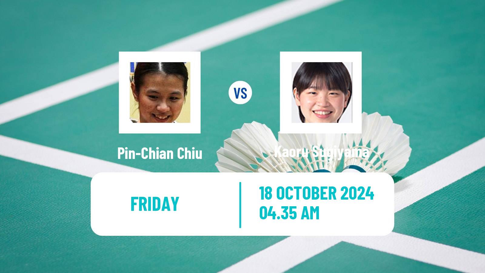 Badminton BWF World Tour Kl Masters Malaysia Super 100 Women Pin-Chian Chiu - Kaoru Sugiyama