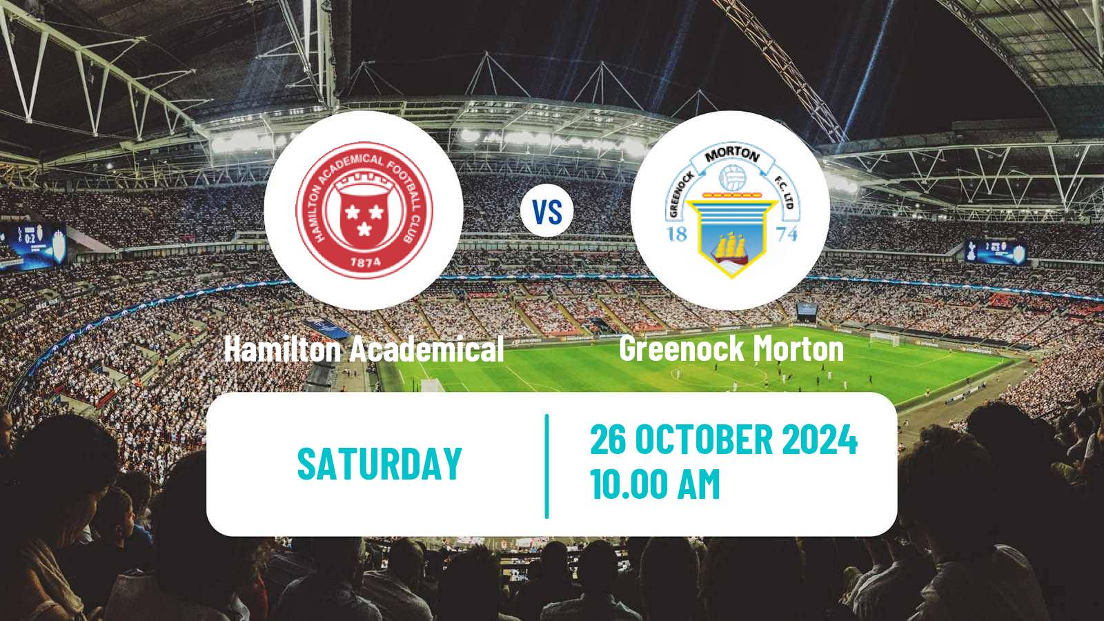 Soccer Scottish Football Championship Hamilton Academical - Greenock Morton