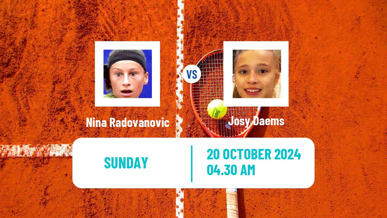 Tennis ITF W15 Monastir 40 Women Nina Radovanovic - Josy Daems