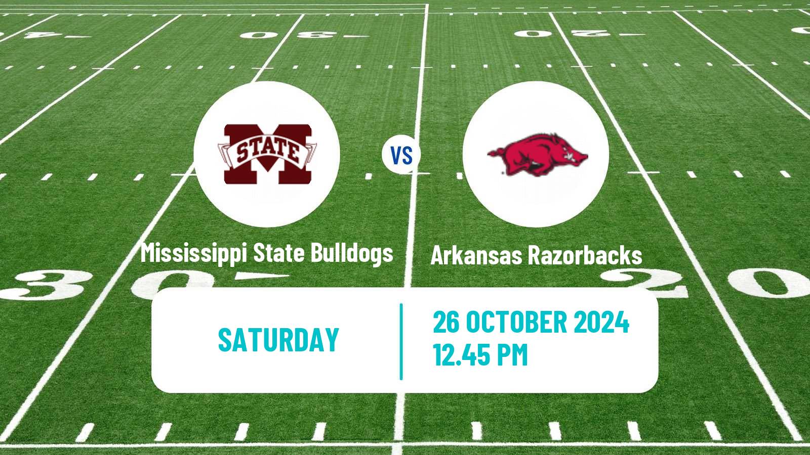 American football NCAA College Football Mississippi State Bulldogs - Arkansas Razorbacks