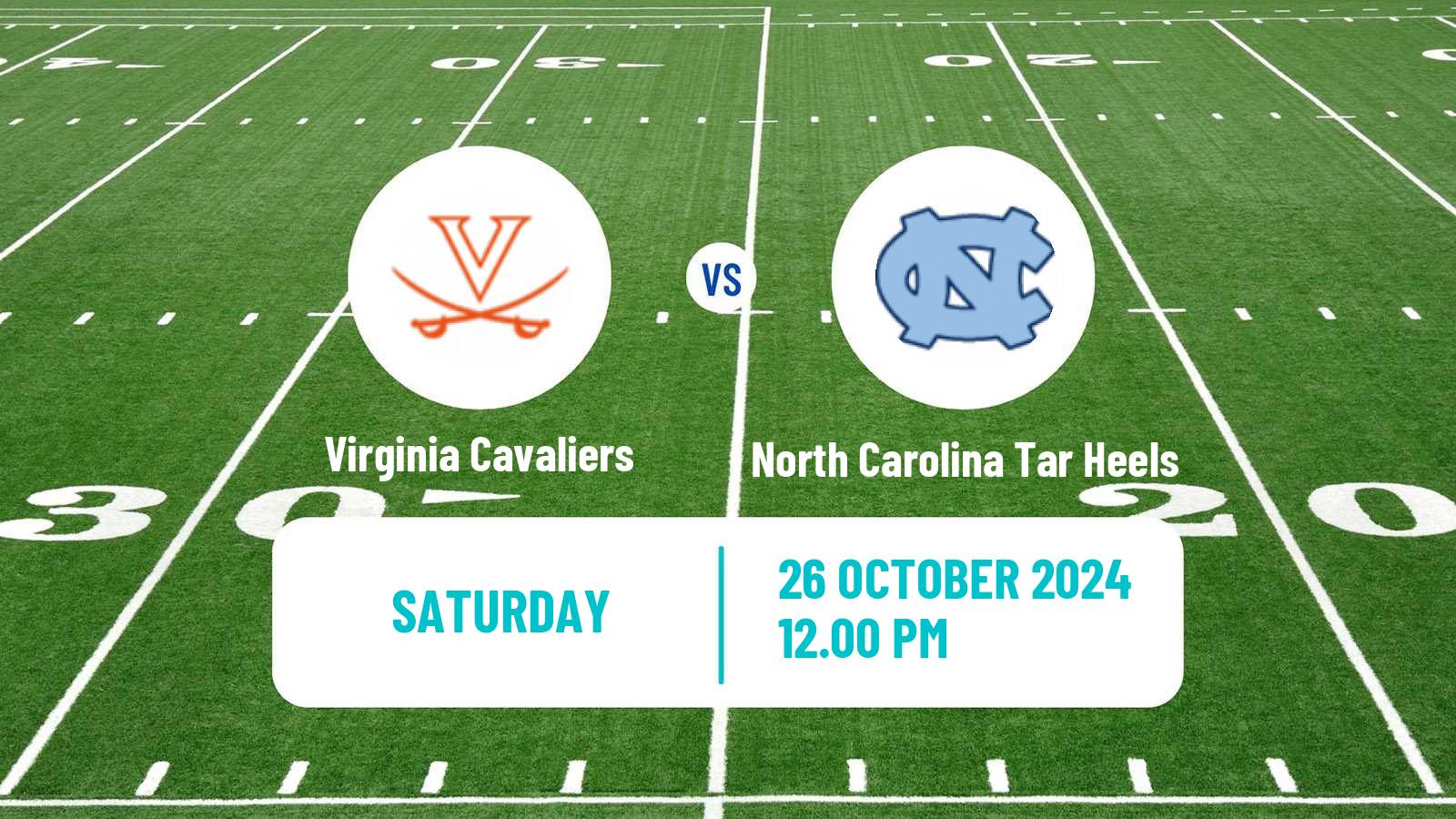 American football NCAA College Football Virginia Cavaliers - North Carolina Tar Heels