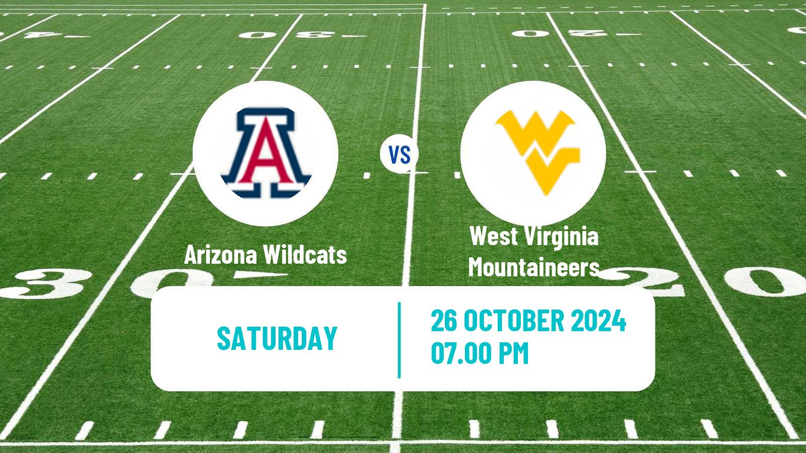 American football NCAA College Football Arizona Wildcats - West Virginia Mountaineers