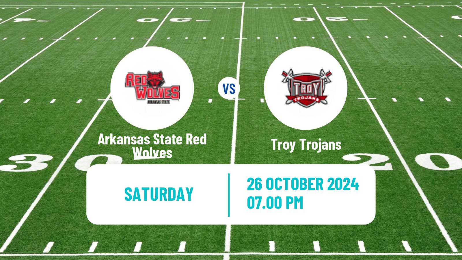 American football NCAA College Football Arkansas State Red Wolves - Troy Trojans