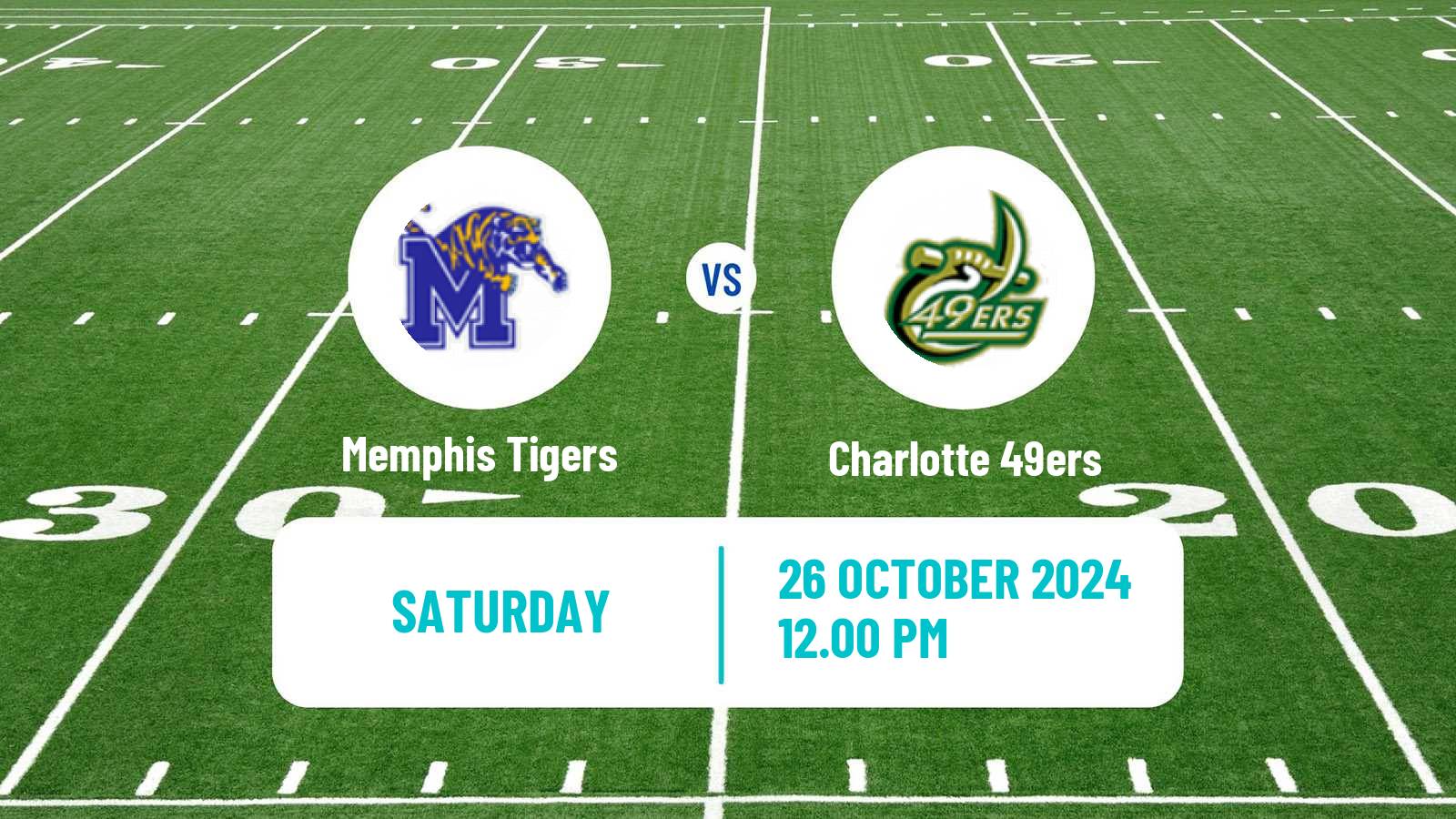 American football NCAA College Football Memphis Tigers - Charlotte 49ers