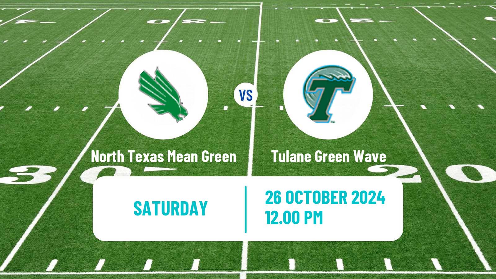 American football NCAA College Football North Texas Mean Green - Tulane Green Wave