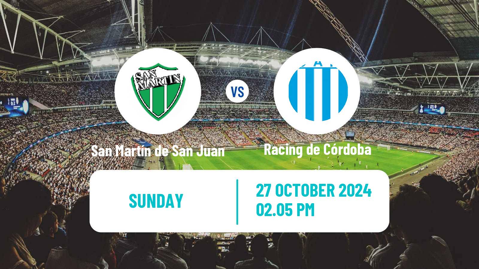 Soccer Argentinian Primera Nacional San Martín de San Juan - Racing de Córdoba