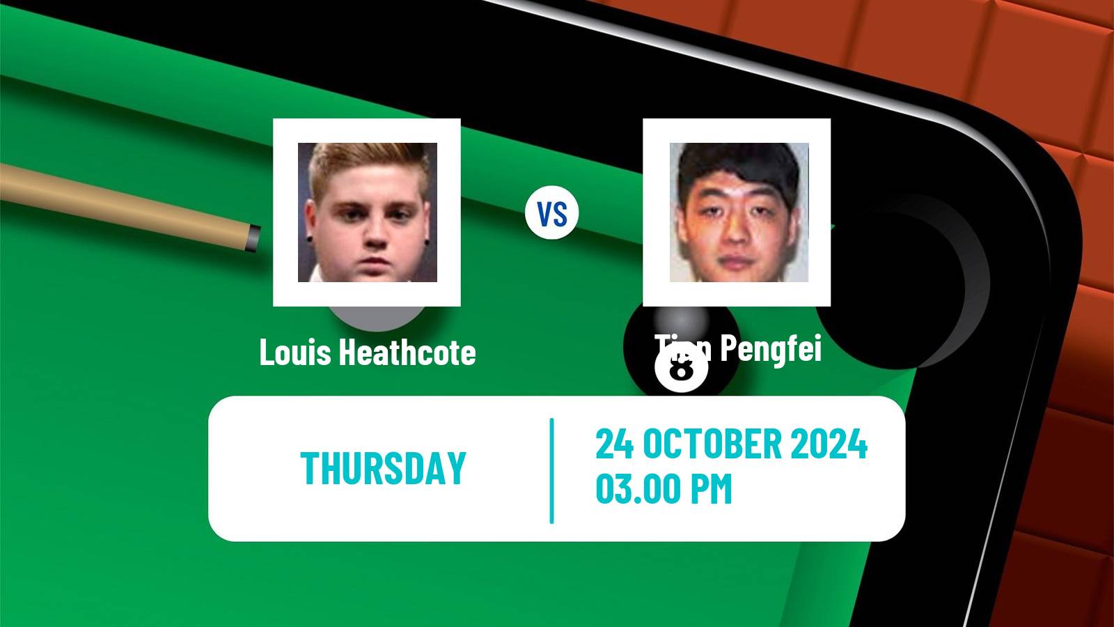 Snooker Northern Ireland Open Louis Heathcote - Tian Pengfei