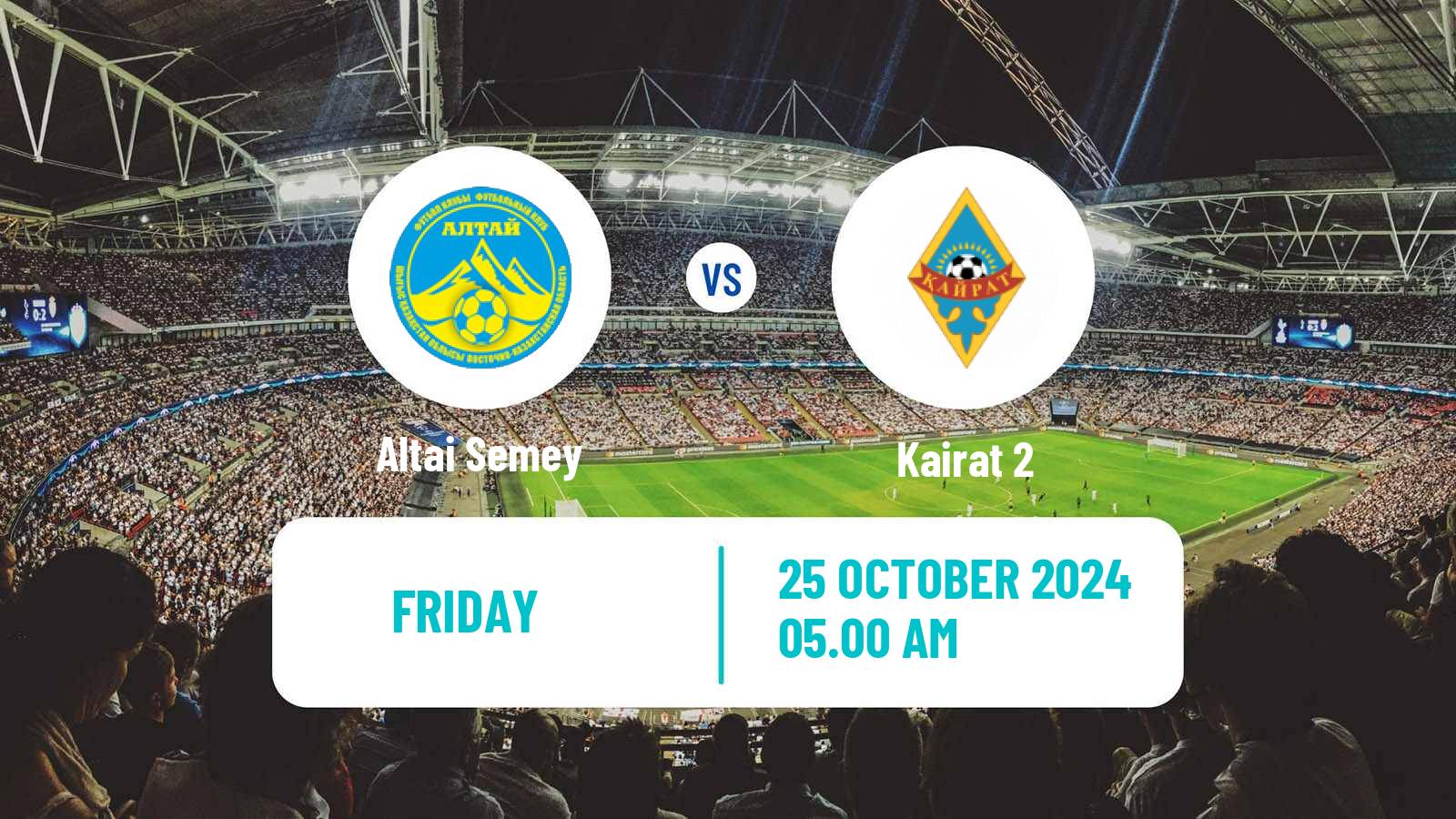 Soccer Kazakh First Division Altai Semey - Kairat 2