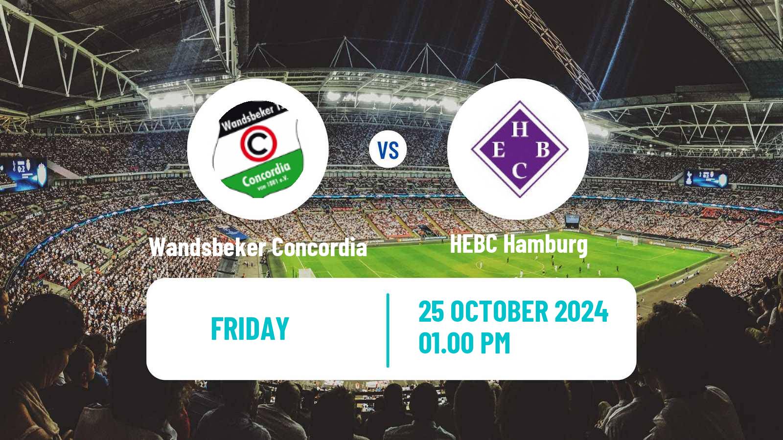 Soccer German Oberliga Hamburg Wandsbeker Concordia - HEBC Hamburg