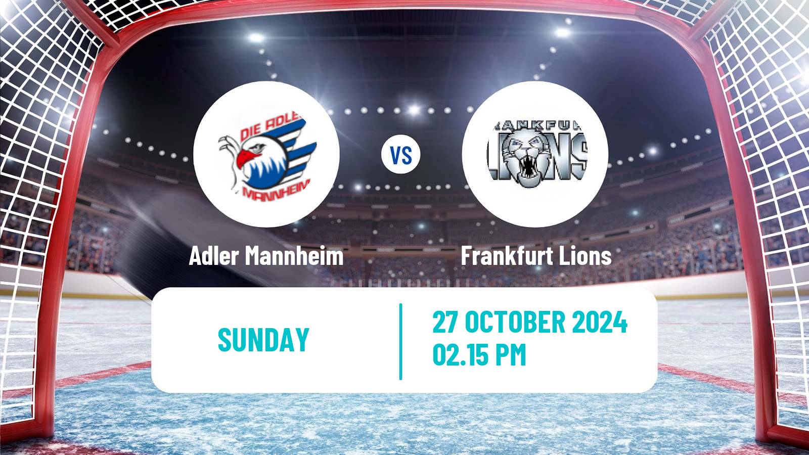 Hockey German Ice Hockey League Adler Mannheim - Frankfurt Lions