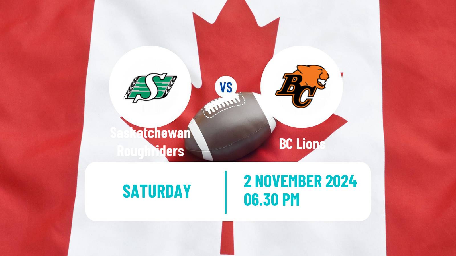 Canadian football CFL Saskatchewan Roughriders - BC Lions