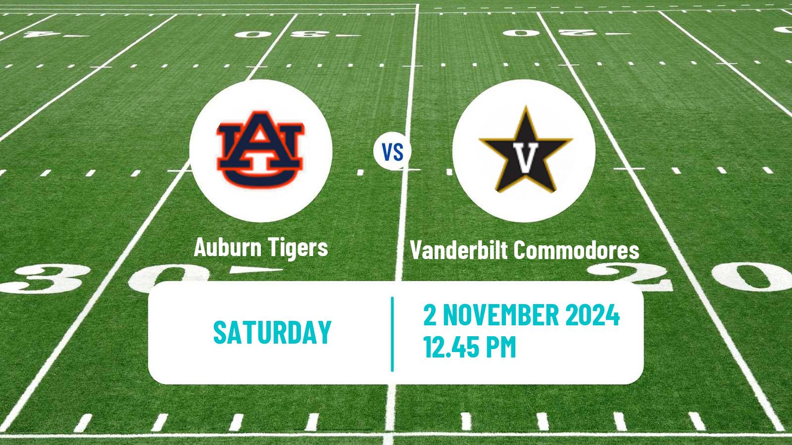 American football NCAA College Football Auburn Tigers - Vanderbilt Commodores