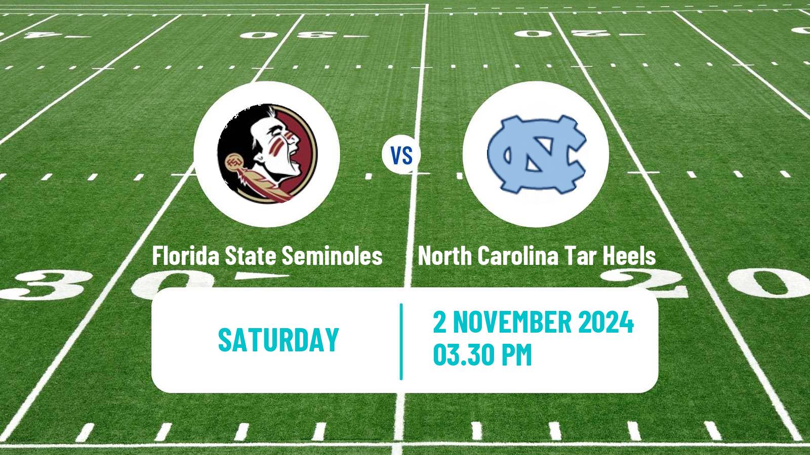 American football NCAA College Football Florida State Seminoles - North Carolina Tar Heels