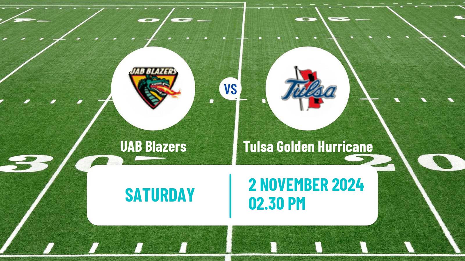 American football NCAA College Football UAB Blazers - Tulsa Golden Hurricane