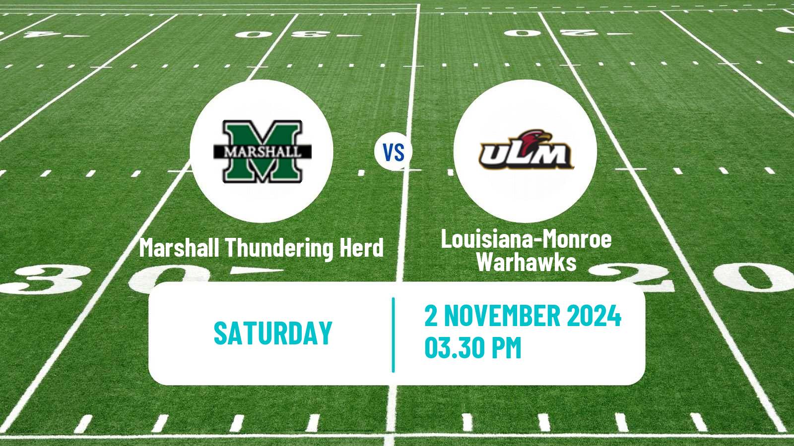 American football NCAA College Football Marshall Thundering Herd - Louisiana-Monroe Warhawks