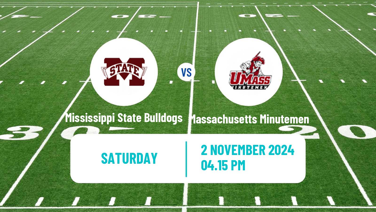 American football NCAA College Football Mississippi State Bulldogs - Massachusetts Minutemen