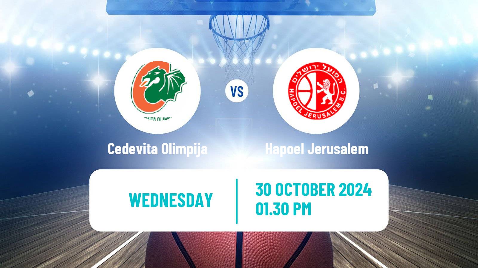 Basketball Eurocup Cedevita Olimpija - Hapoel Jerusalem