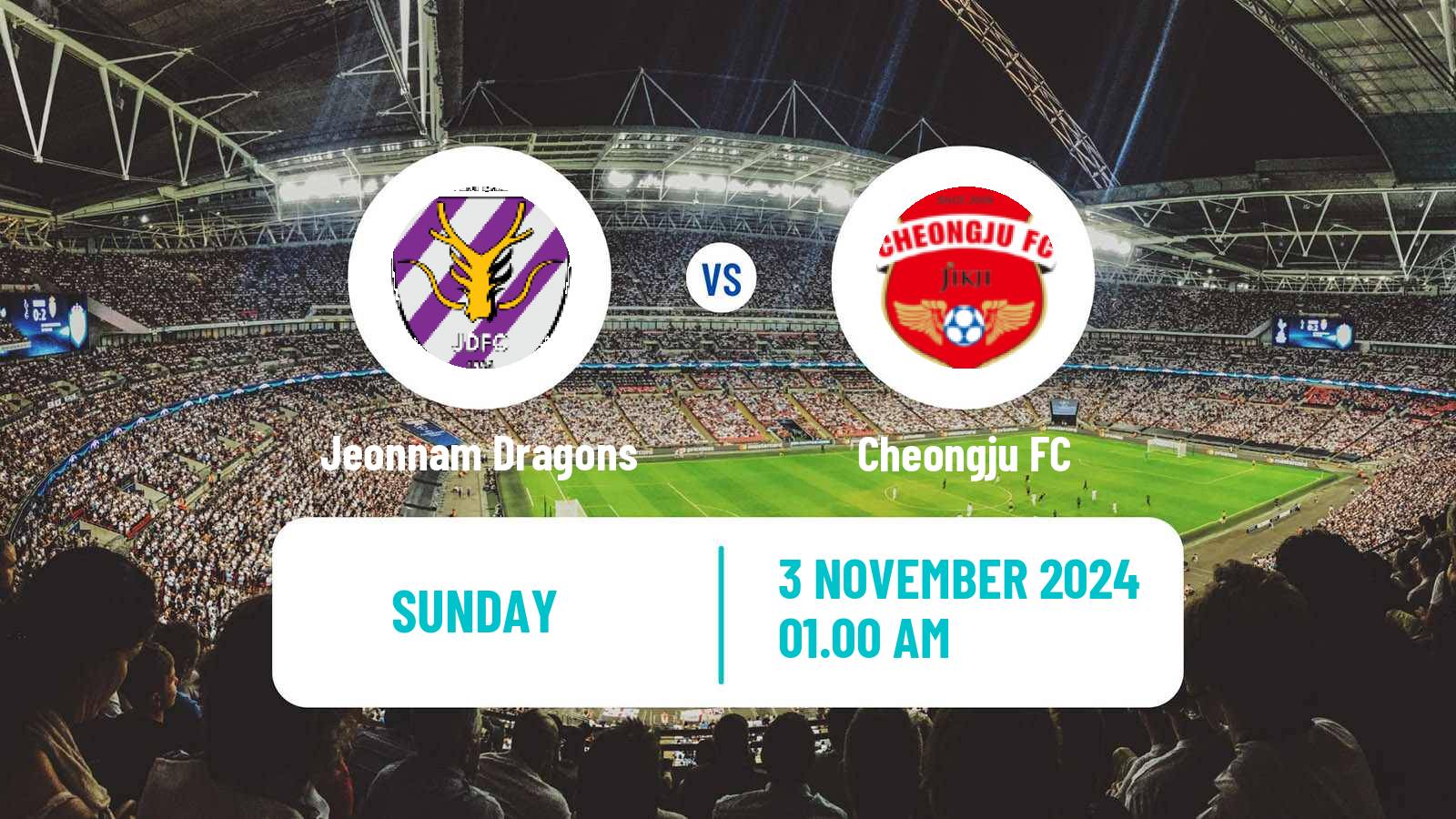 Soccer South Korean K-League 2 Jeonnam Dragons - Cheongju