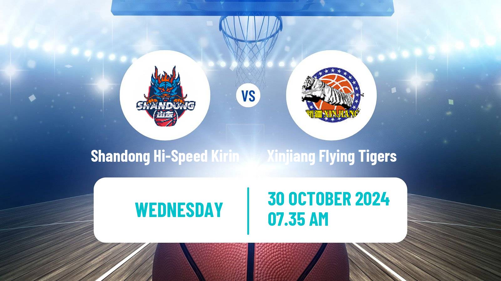 Basketball CBA Shandong Hi-Speed Kirin - Xinjiang Flying Tigers