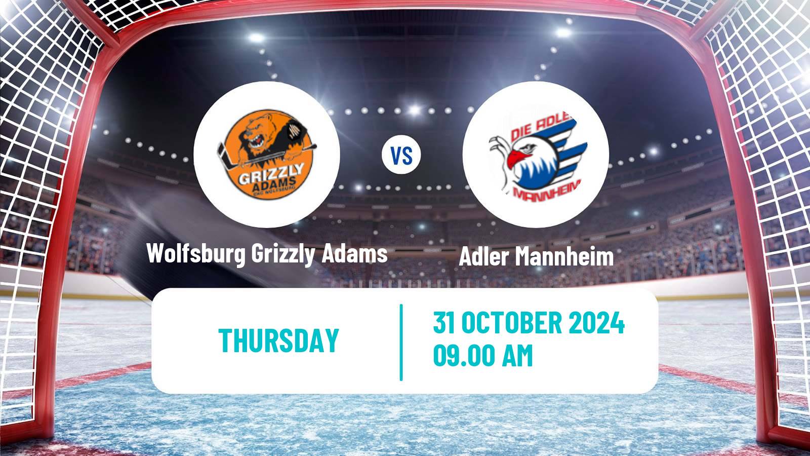 Hockey German Ice Hockey League Wolfsburg Grizzly Adams - Adler Mannheim